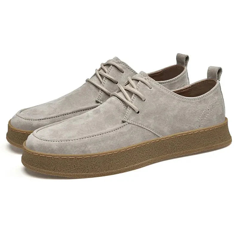 Zapatos Casuales para Hombre de Gamuza con Cordones y Suela de Goma
