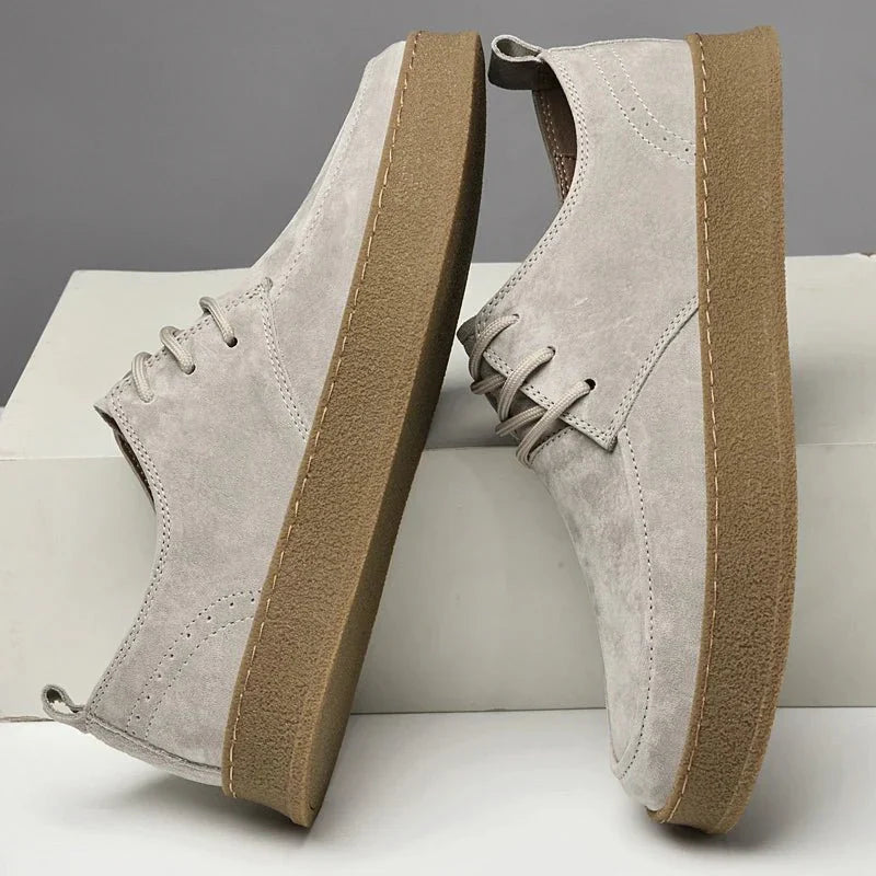 Zapatos Casuales para Hombre de Gamuza con Cordones y Suela de Goma